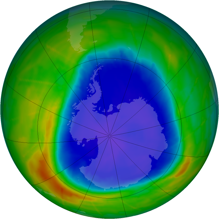 Antarctic ozone map for 21 September 2010